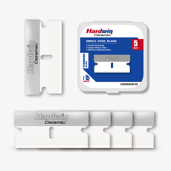 HARDWIN ceramic single edge razor scraper blades 5 pack for glass stove cooktop and adhesive removal